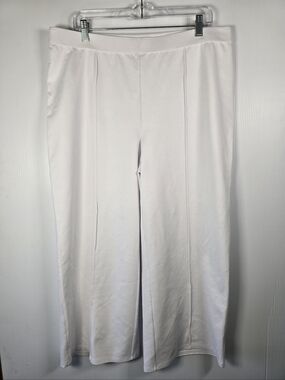 NWT J. Jill Women's Wide-Leg Stretch Pull-On White Cropped Pants Size L